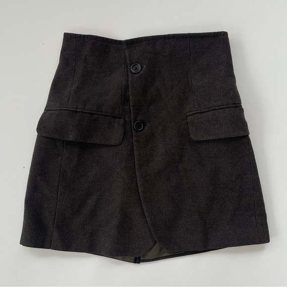WEAR IT N SHARE IT Reworked Blazer Skirt Suit Brown Mini Plaid Oversized Size XS - Picture 6 of 12